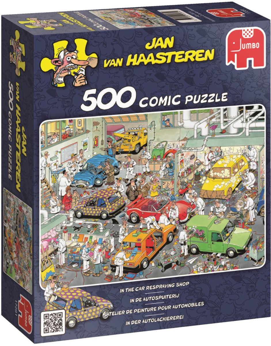 In de autospuiterij Jan van Haasteren Jumbo - 500 stukjes - Legpuzzel