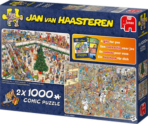 Jan van Haasteren Kerst Koopjes en Black Friday Legpuzzels 2in1 2 x 1000 Stukjes