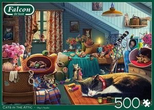 Cats in the Attic Falcon puzzel Jumbo - 500 stukjes - Legpuzzel