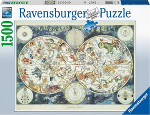 Wereldkaart met Fantasierijke Dieren Ravensburger - 1500 stukjes - Legpuzzel